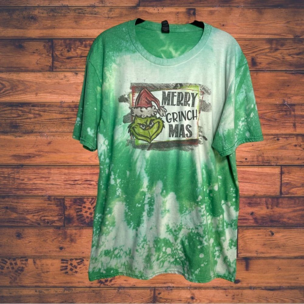 5 for $25🔥Anvil "Merry‎ Grinch Mas" Green Tie Dye T-Shirt Large